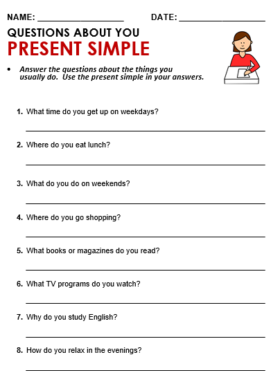 Worksheets On Present Simple Worksheets For Kindergarten